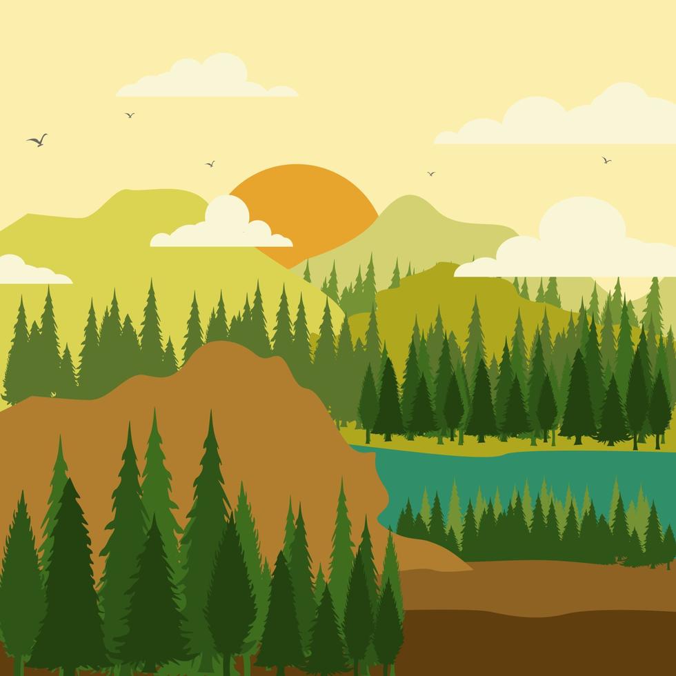 Silhouette Background Illustration of Tropical Forest and Beach vector
