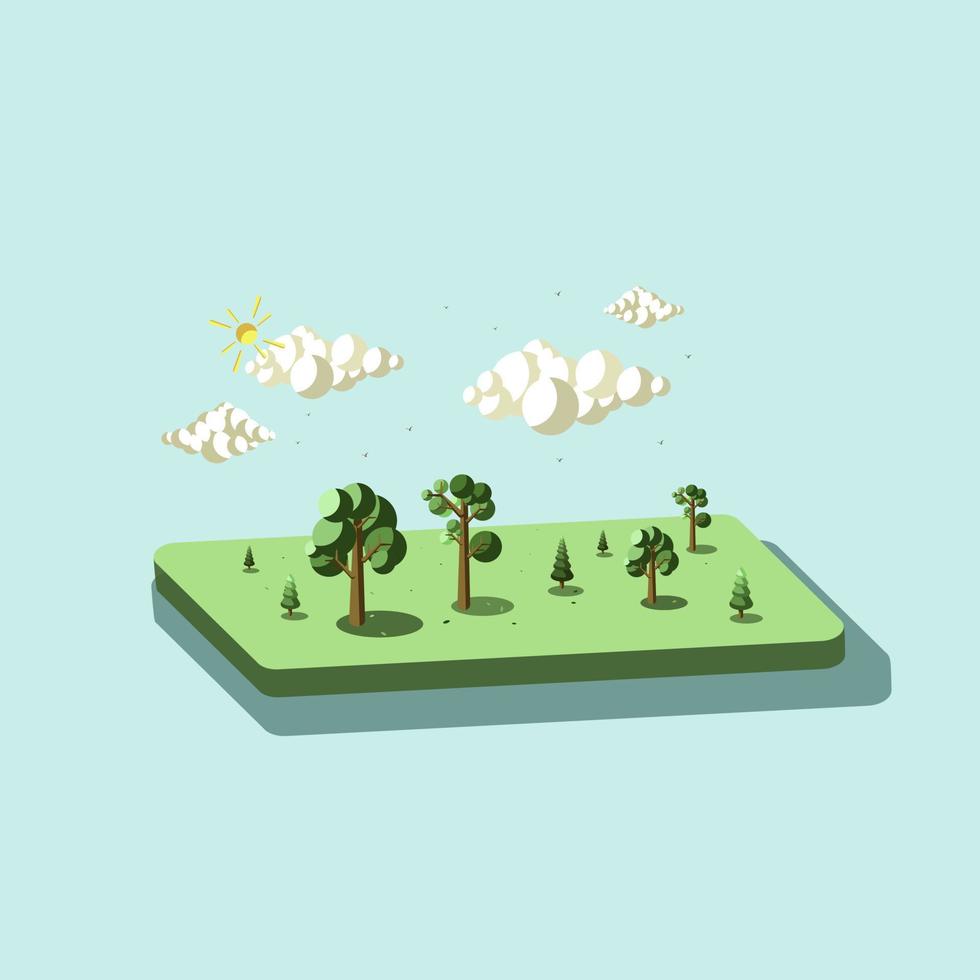 ilustración vectorial del paisaje natural de la tierra por la mañana vector