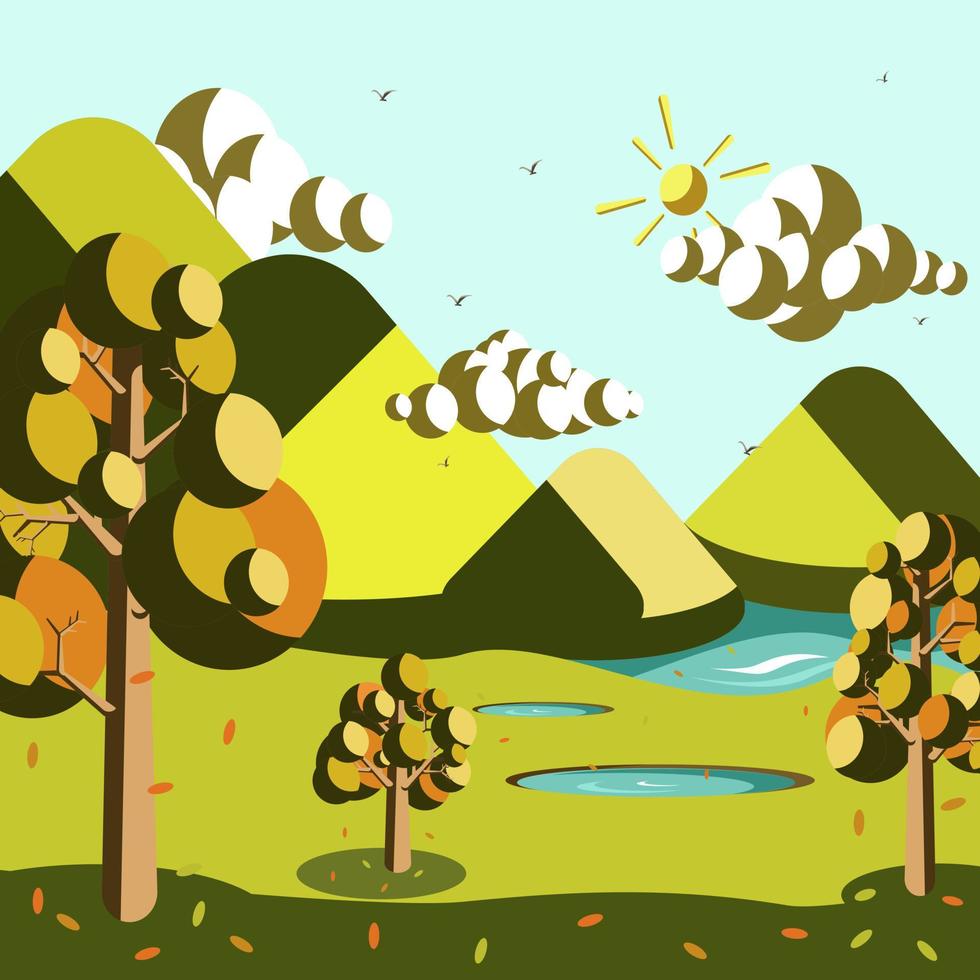 vector de ilustración de paisaje de tierra de primavera