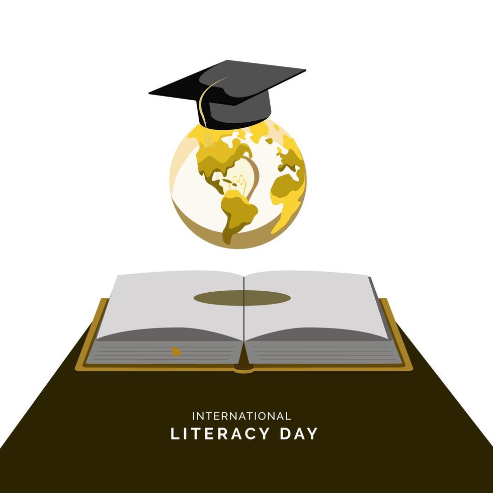 International Literacy Day, design for theme education and science vector