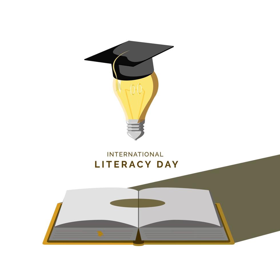 International Literacy Day, design for theme education and science vector