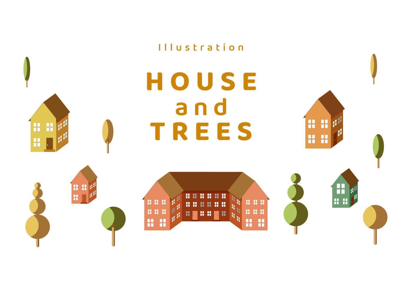 Illustration Vector House and Trees