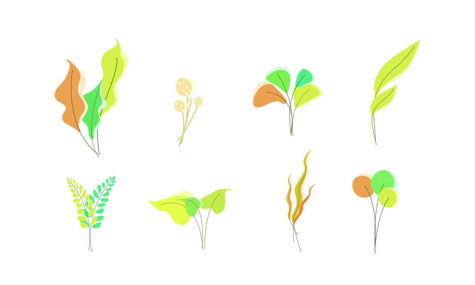 Illustration Set of foliage plant style flat design vector