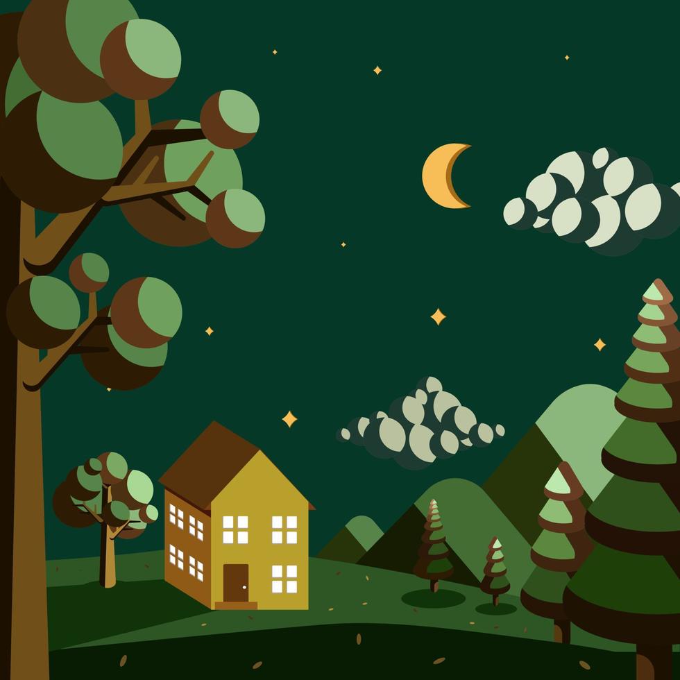 vector de ilustración de noche de paisaje natural