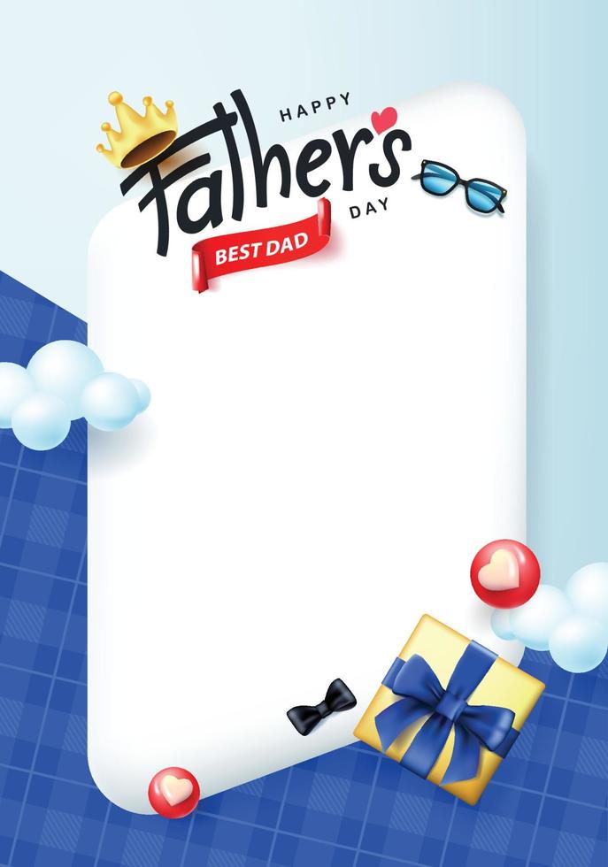 Father's Day card with copy space on blue background vector