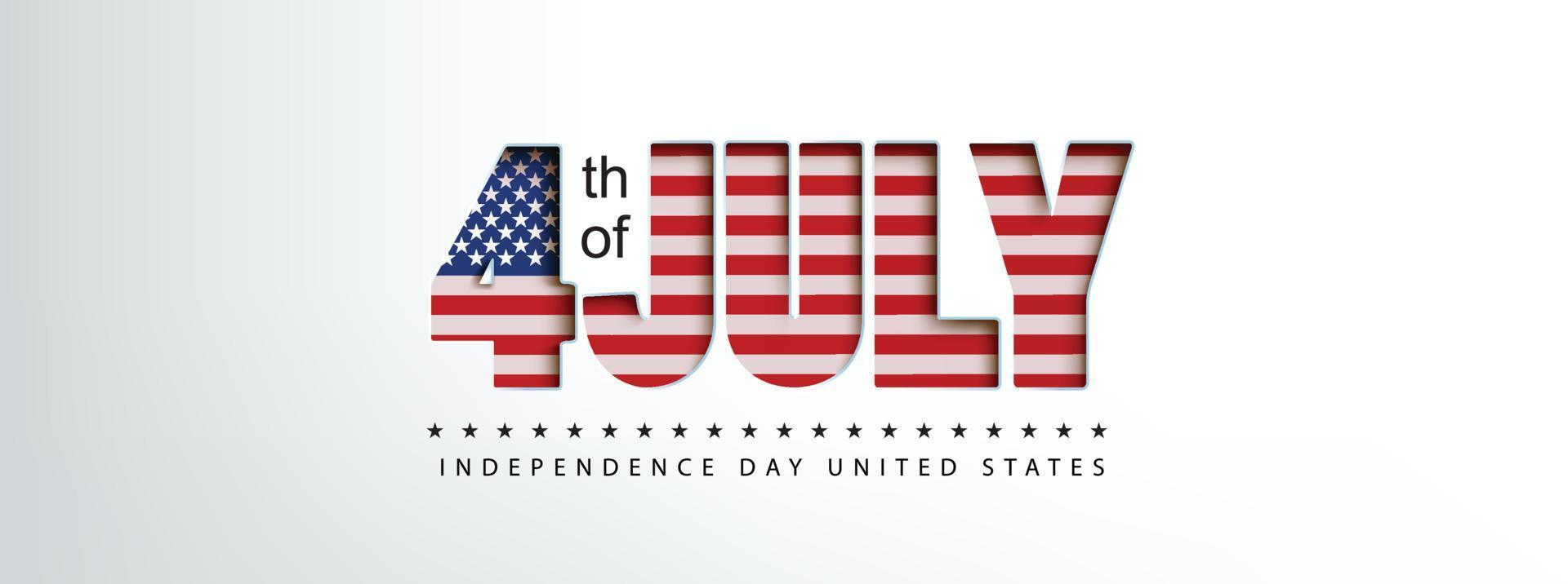 Independence day USA banner with text paper cut Flag of the United States vector
