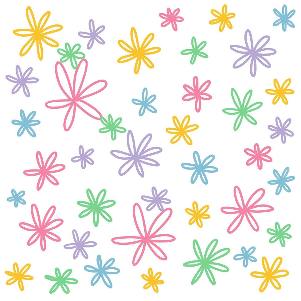 Flower line art seamless pattern vector