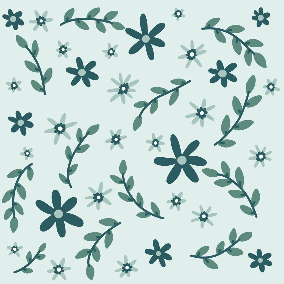 Flower and plant pattern for background vector