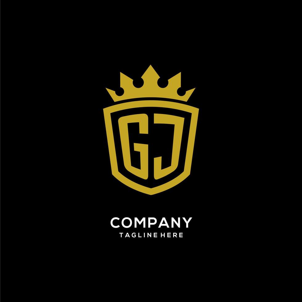 Initial GJ logo shield crown style, luxury elegant monogram logo design vector