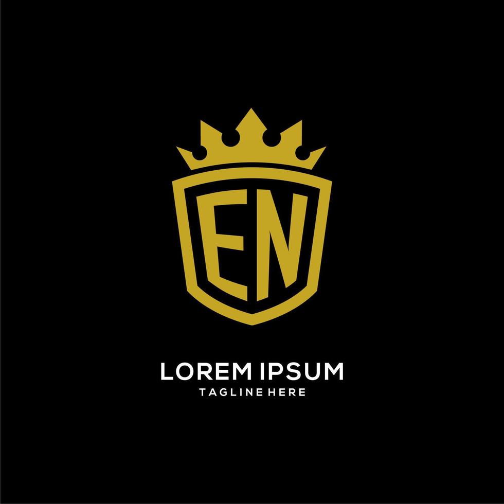 Initial EN logo shield crown style, luxury elegant monogram logo design vector