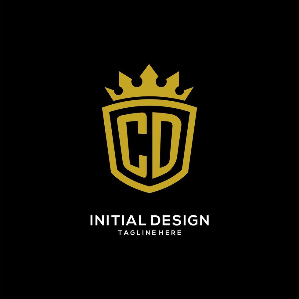 logotipo de cd inicial escudo estilo corona, diseño de logotipo de monograma elegante de lujo vector