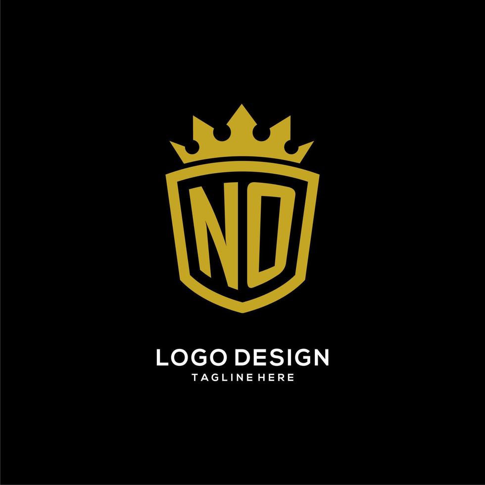 Initial NO logo shield crown style, luxury elegant monogram logo design vector