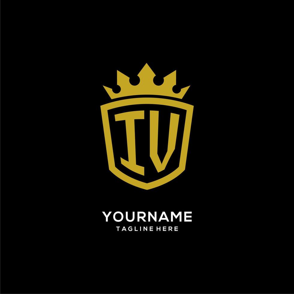 Initial IV logo shield crown style, luxury elegant monogram logo design vector