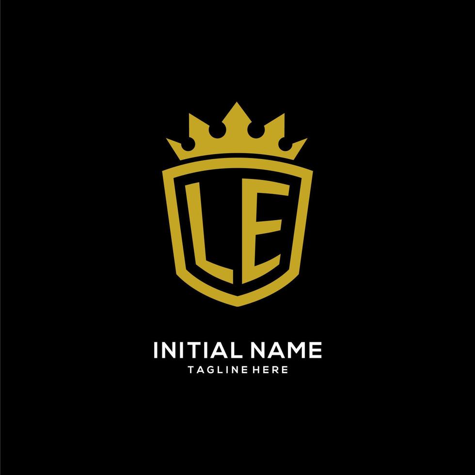 Initial LE logo shield crown style, luxury elegant monogram logo design vector