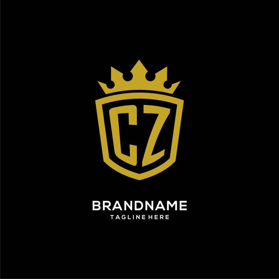 Initial CZ logo shield crown style, luxury elegant monogram logo design vector