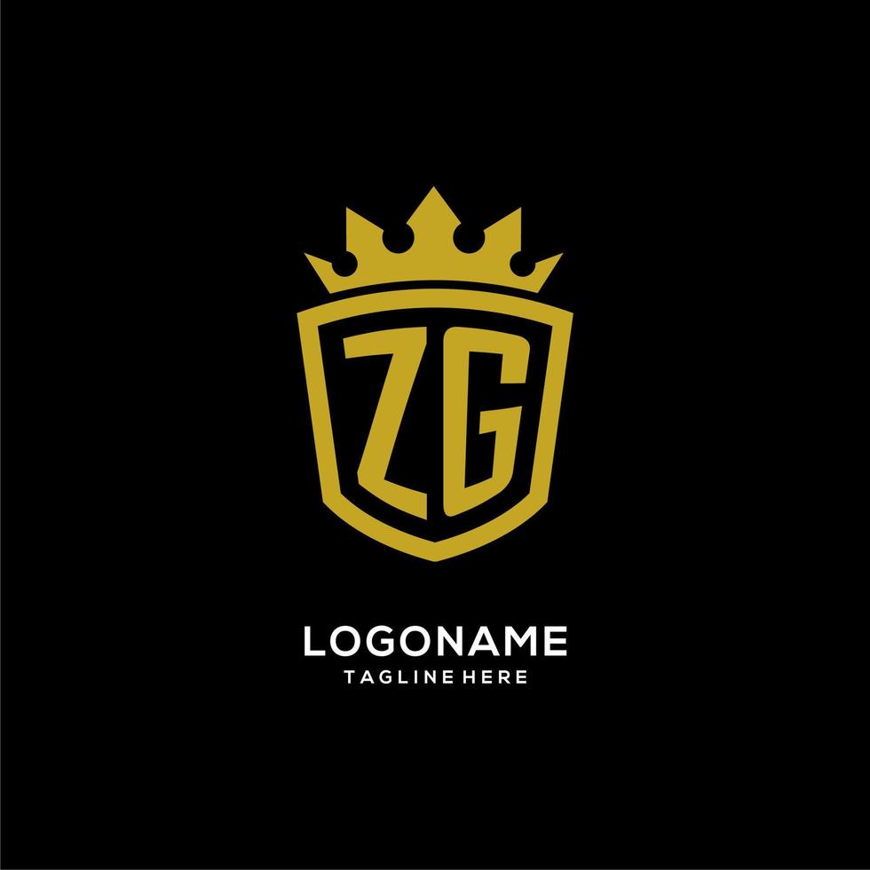 estilo de corona de escudo de logotipo inicial zg, diseño de logotipo de monograma elegante de lujo vector