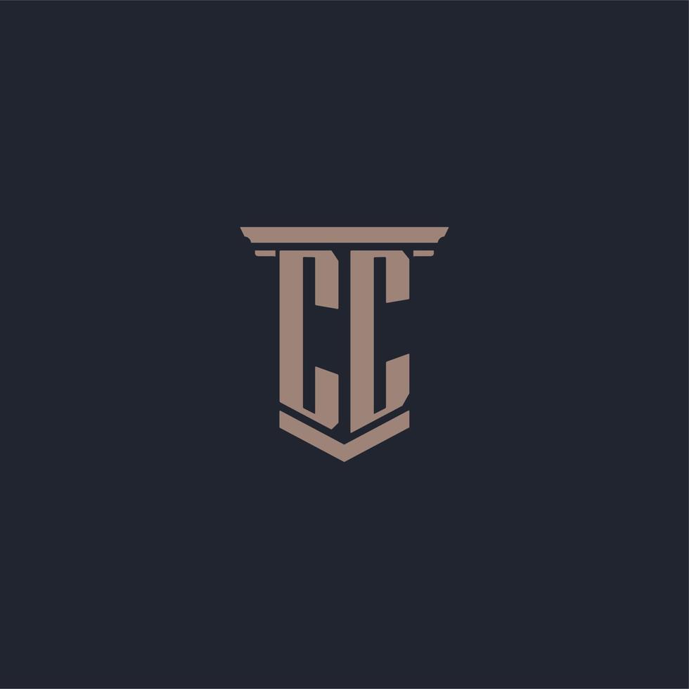 CC initial monogram logo with pillar style design vector
