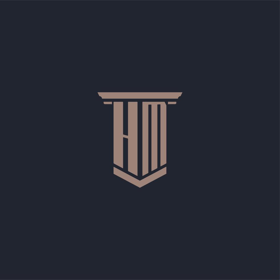HM initial monogram logo with pillar style design vector