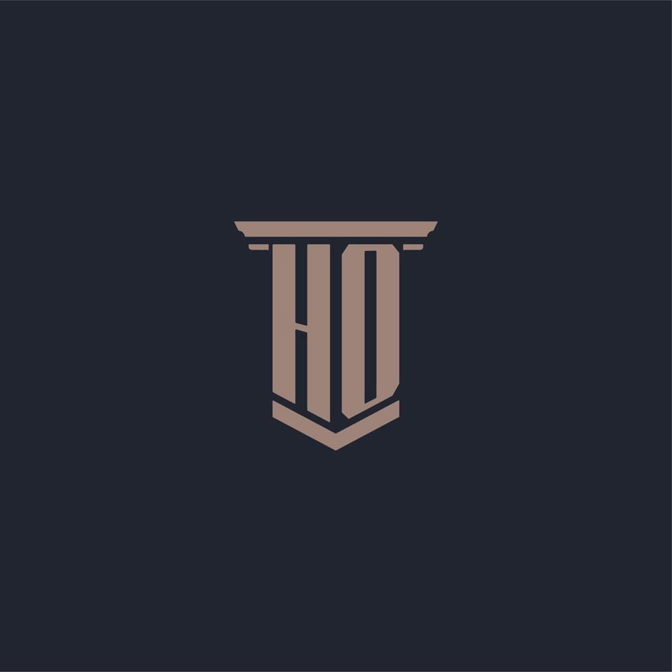 logotipo de monograma inicial ho con diseño de estilo pilar vector