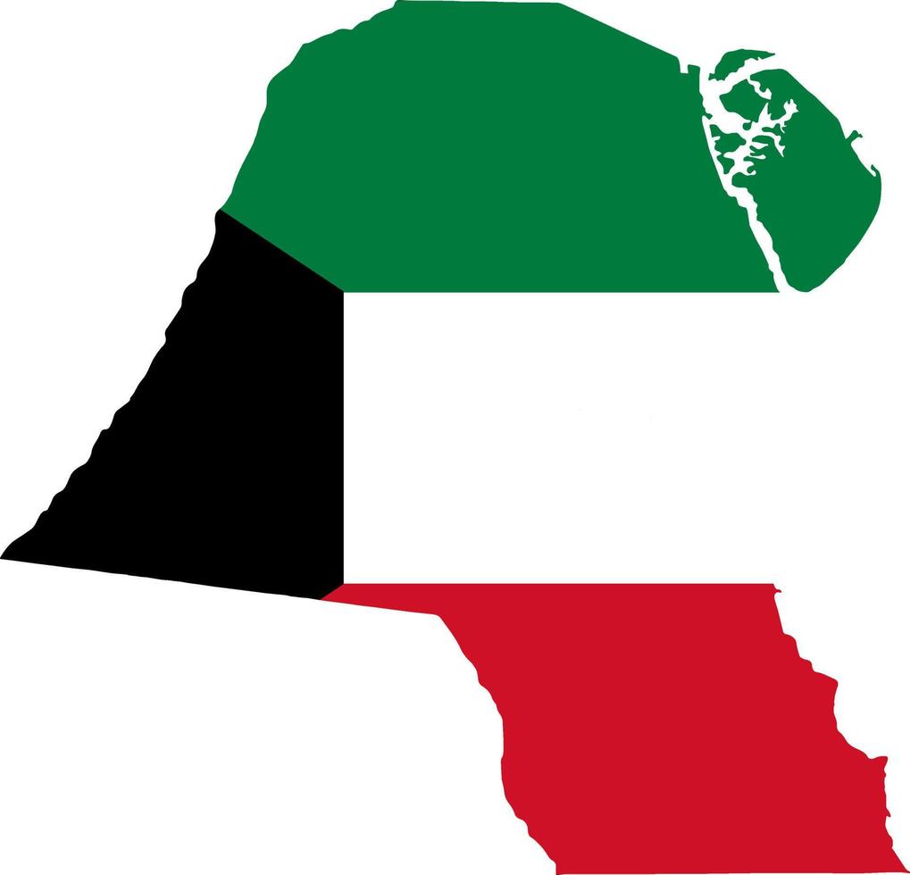 Kuwait  flag on map isolated  on png or transparent  background.Symbol of Kuwait.Vector illustration vector