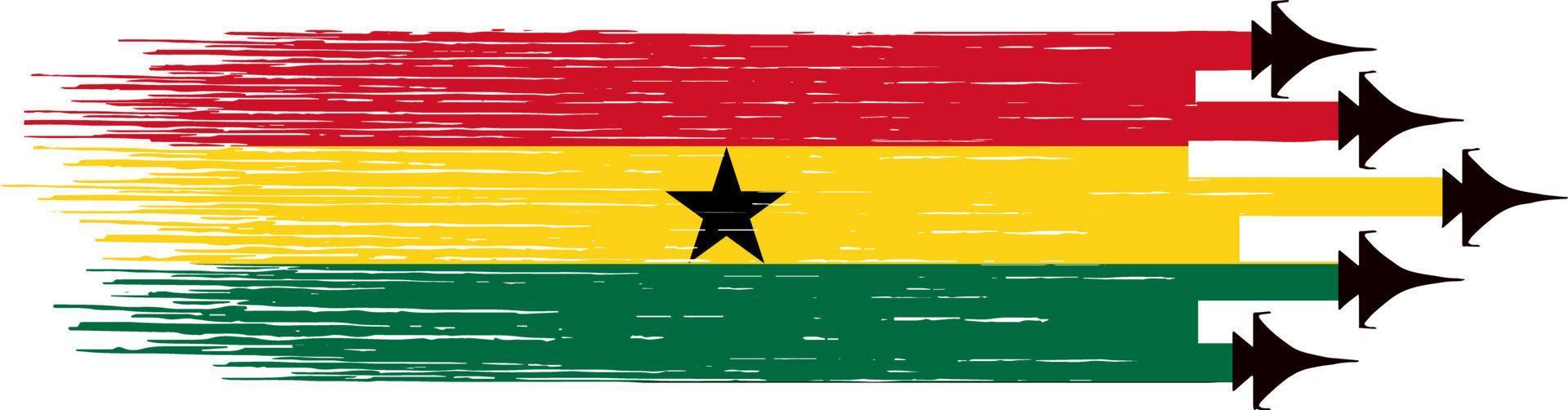 Ghana  flag with military fighter jets isolated on png or transparent .Symbols of Ghana . Vector illustration