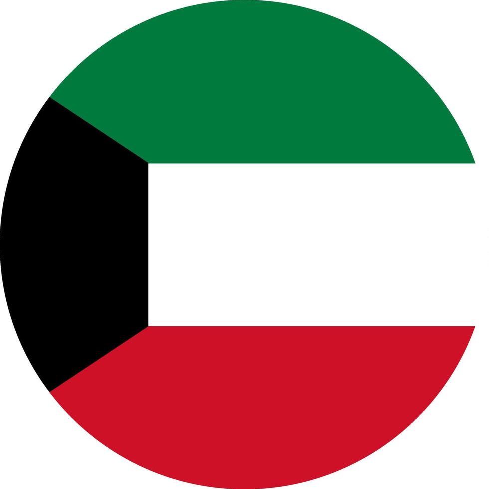 Kuwait flag in circle shape isolated  on png or transparent  background,Symbol of Kuwait. Vector  illustration