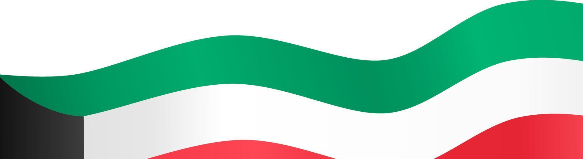 Kuwait flag wave  isolated  on png or transparent background,Symbol Kuwait. vector illustration