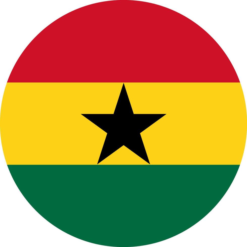 Ghana flag in circle shape isolated  on png or transparent  background,Symbol of Ghana.Vector  illustration vector