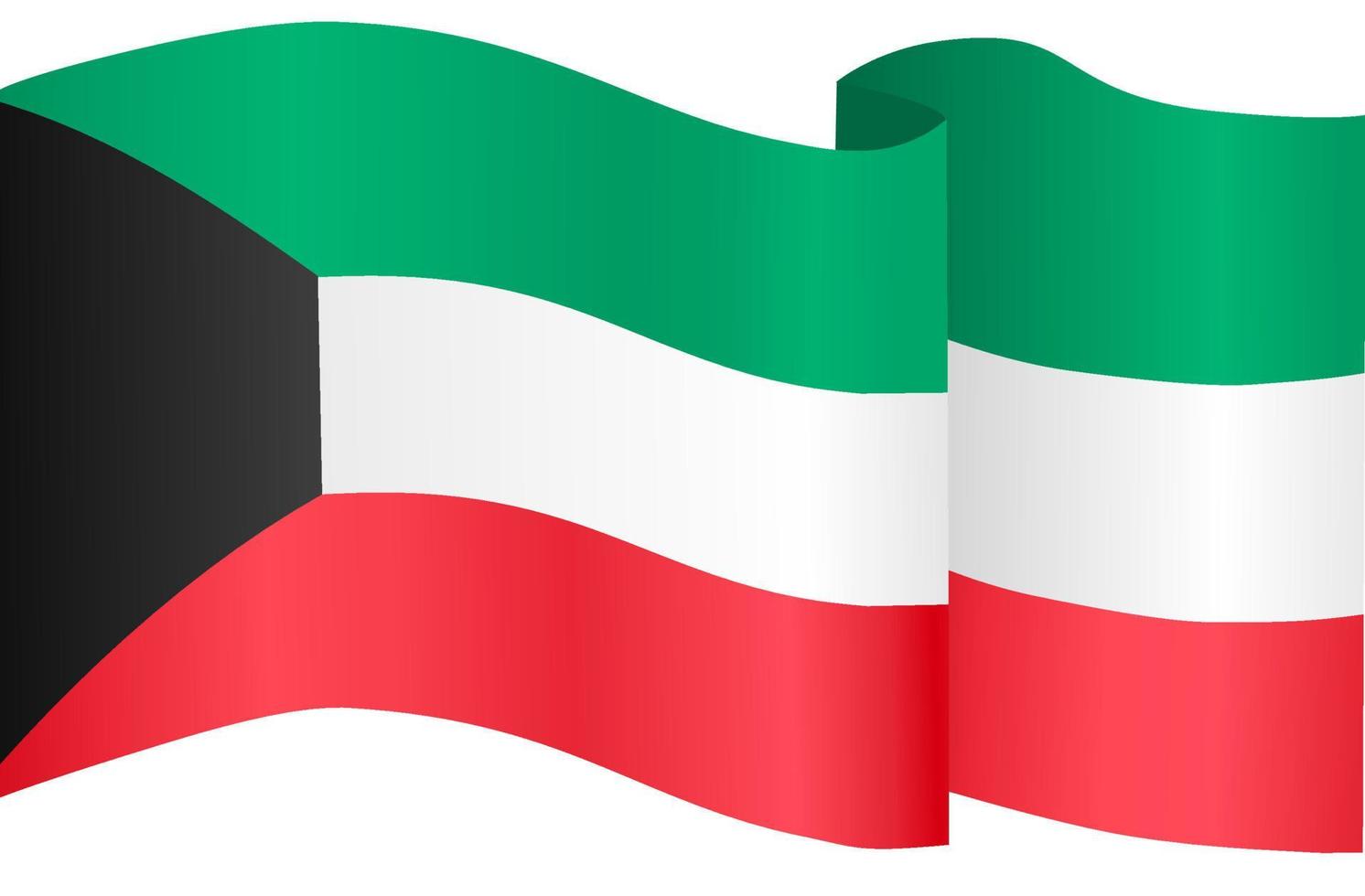 Kuwait flag wave  isolated  on png or transparent background,Symbol Kuwait. vector illustration