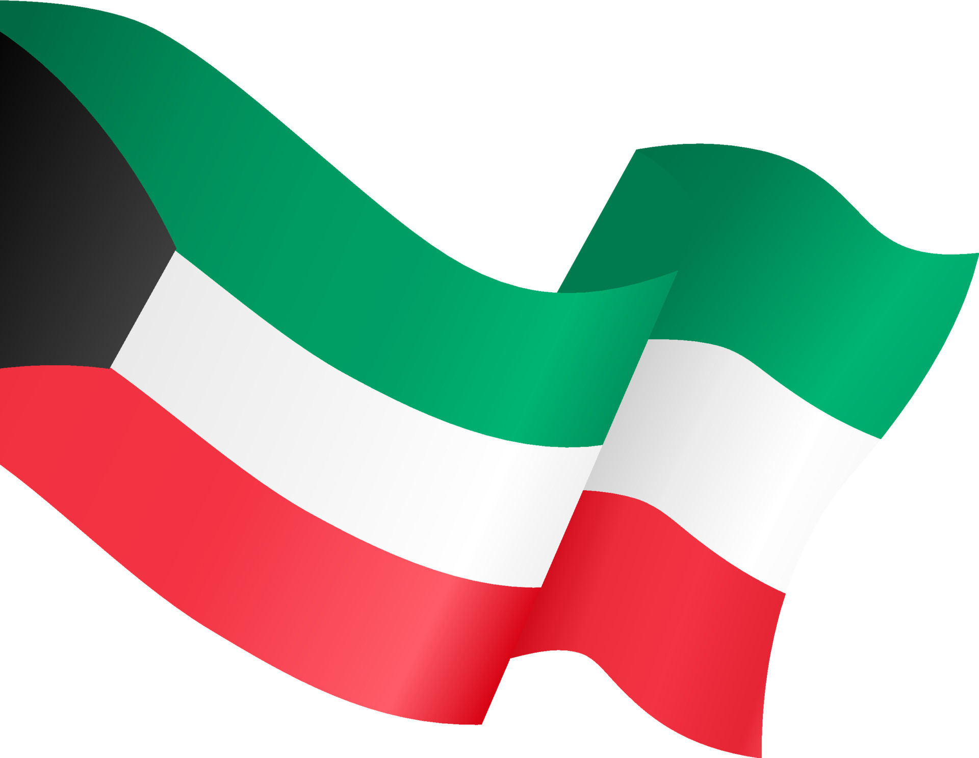Kuwait flag wave isolated on png or transparent background,Symbol