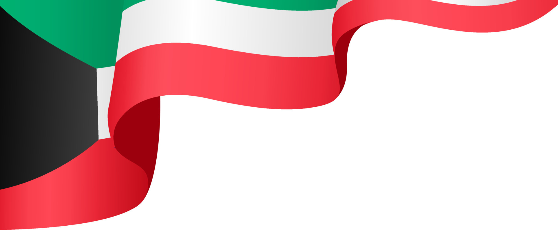 Kuwait flag wave isolated on png or transparent background,Symbol