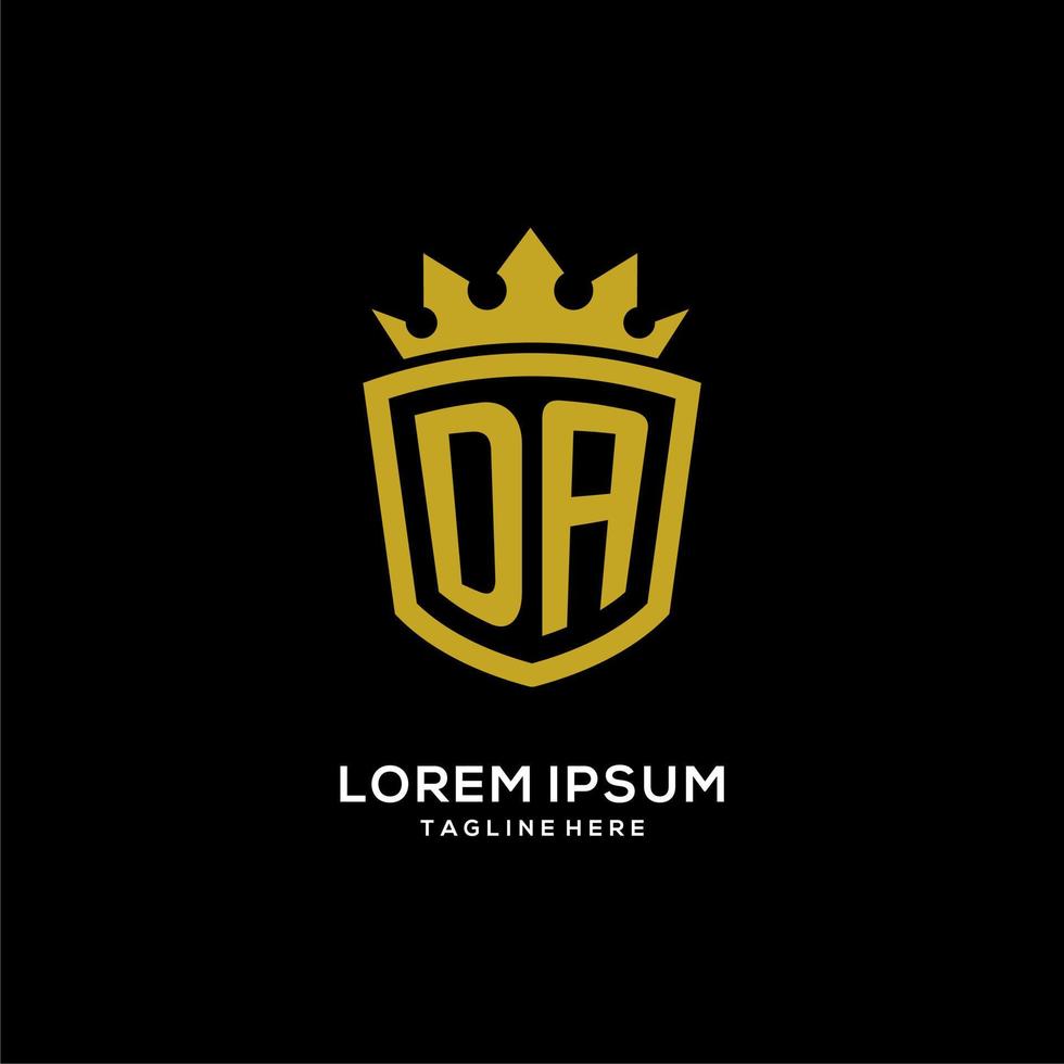 Initial DA logo shield crown style, luxury elegant monogram logo design vector