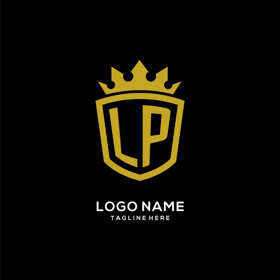 logotipo inicial de lp escudo estilo corona, diseño de logotipo de monograma elegante de lujo vector