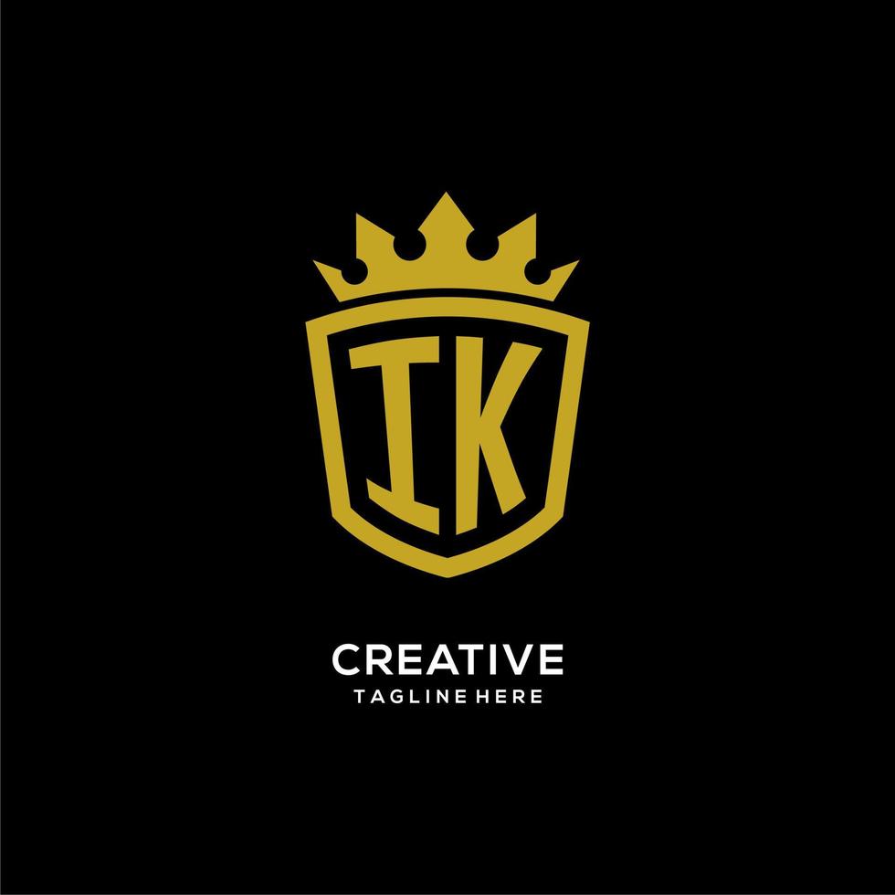 Initial IK logo shield crown style, luxury elegant monogram logo design vector