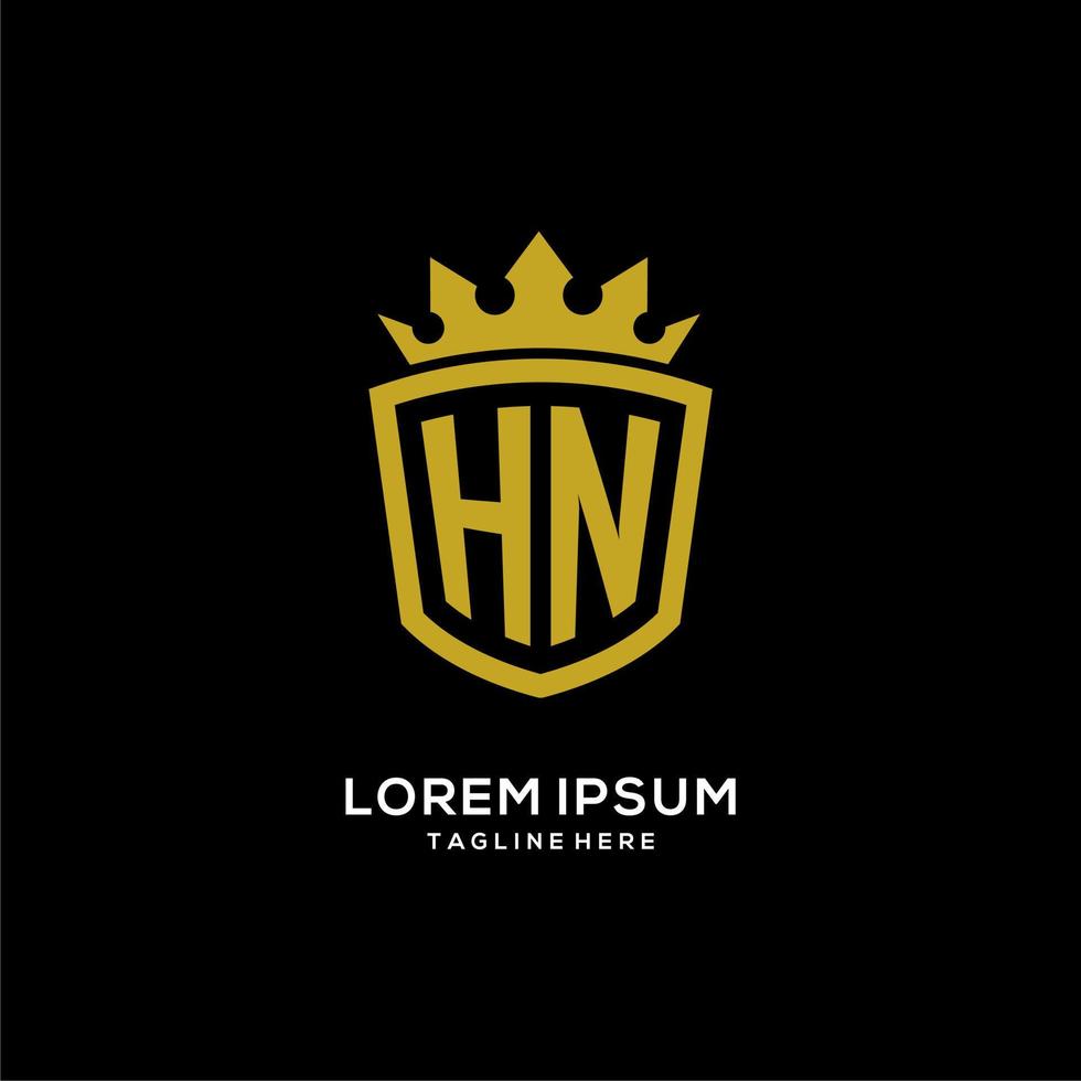 escudo de logotipo inicial hn estilo corona, diseño de logotipo de monograma elegante de lujo vector