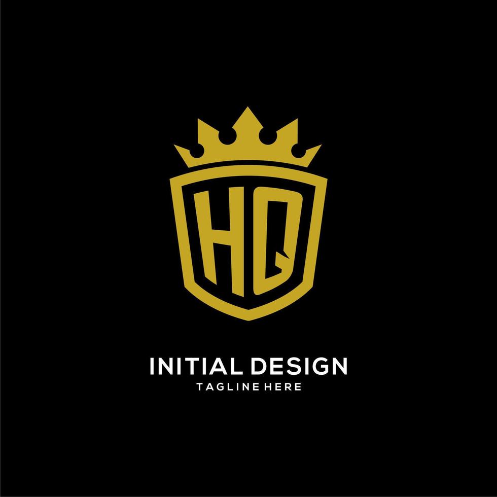 Initial HQ logo shield crown style, luxury elegant monogram logo design vector