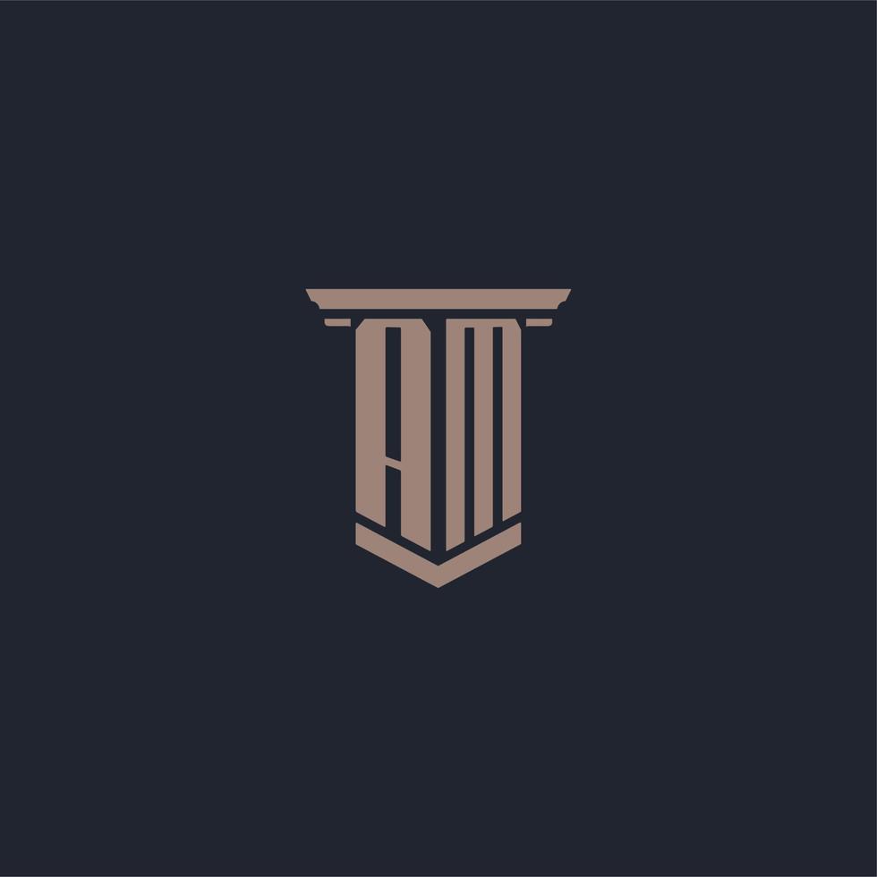 AM initial monogram logo with pillar style design vector