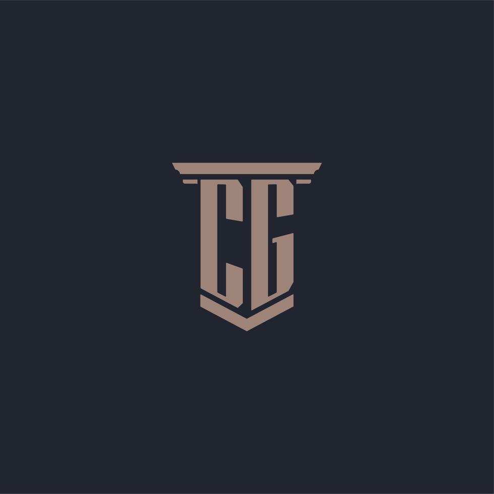 CG initial monogram logo with pillar style design vector