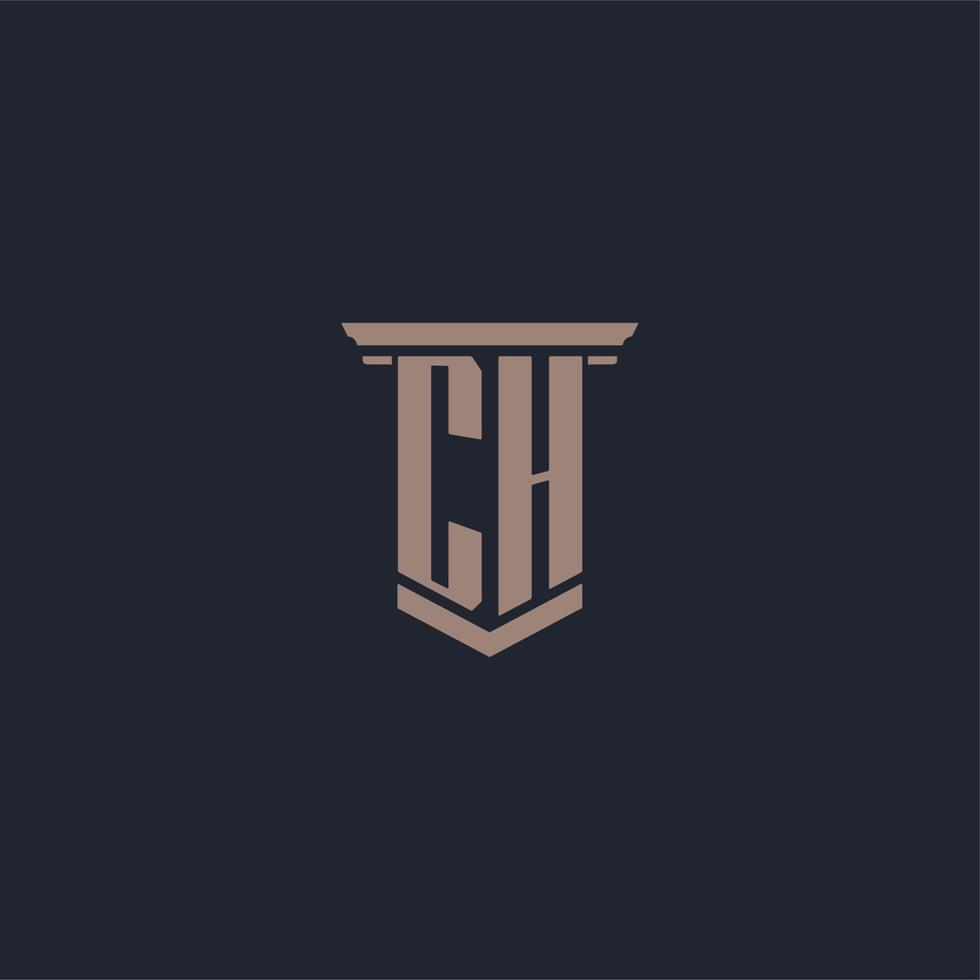 logotipo de monograma inicial ch con diseño de estilo pilar vector