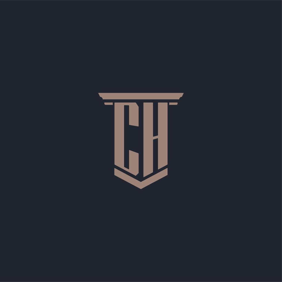 CH initial monogram logo with pillar style design vector