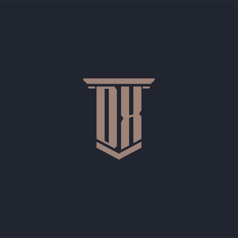 DX initial monogram logo with pillar style design vector