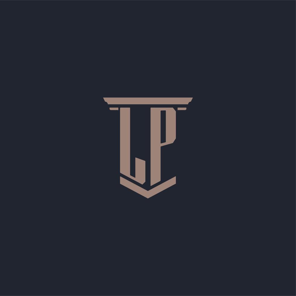 LP initial monogram logo with pillar style design vector