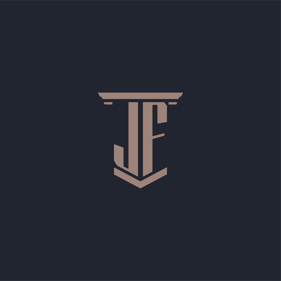 logotipo de monograma inicial jf con diseño de estilo pilar vector