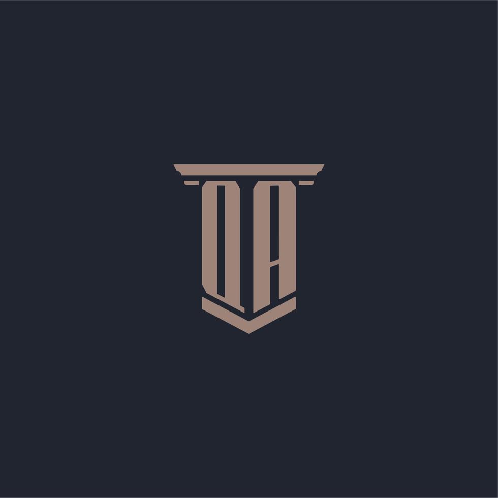 QA initial monogram logo with pillar style design vector