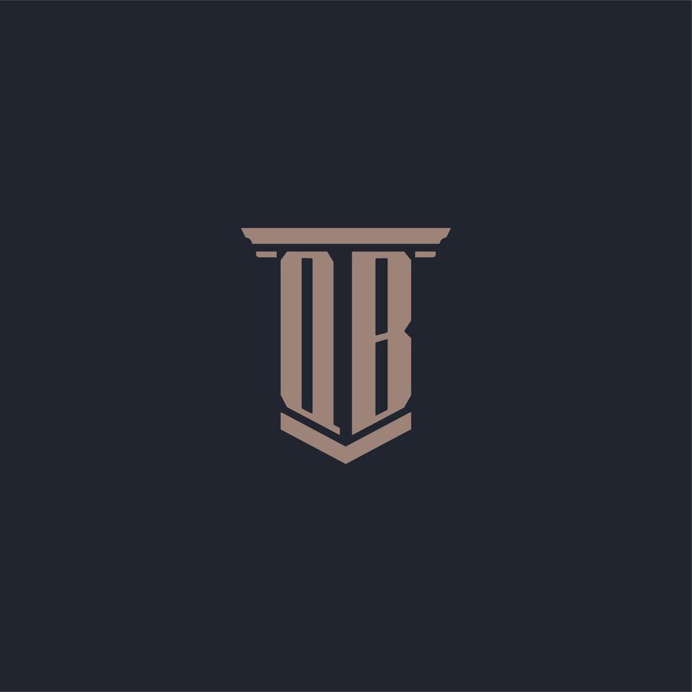 QB initial monogram logo with pillar style design vector