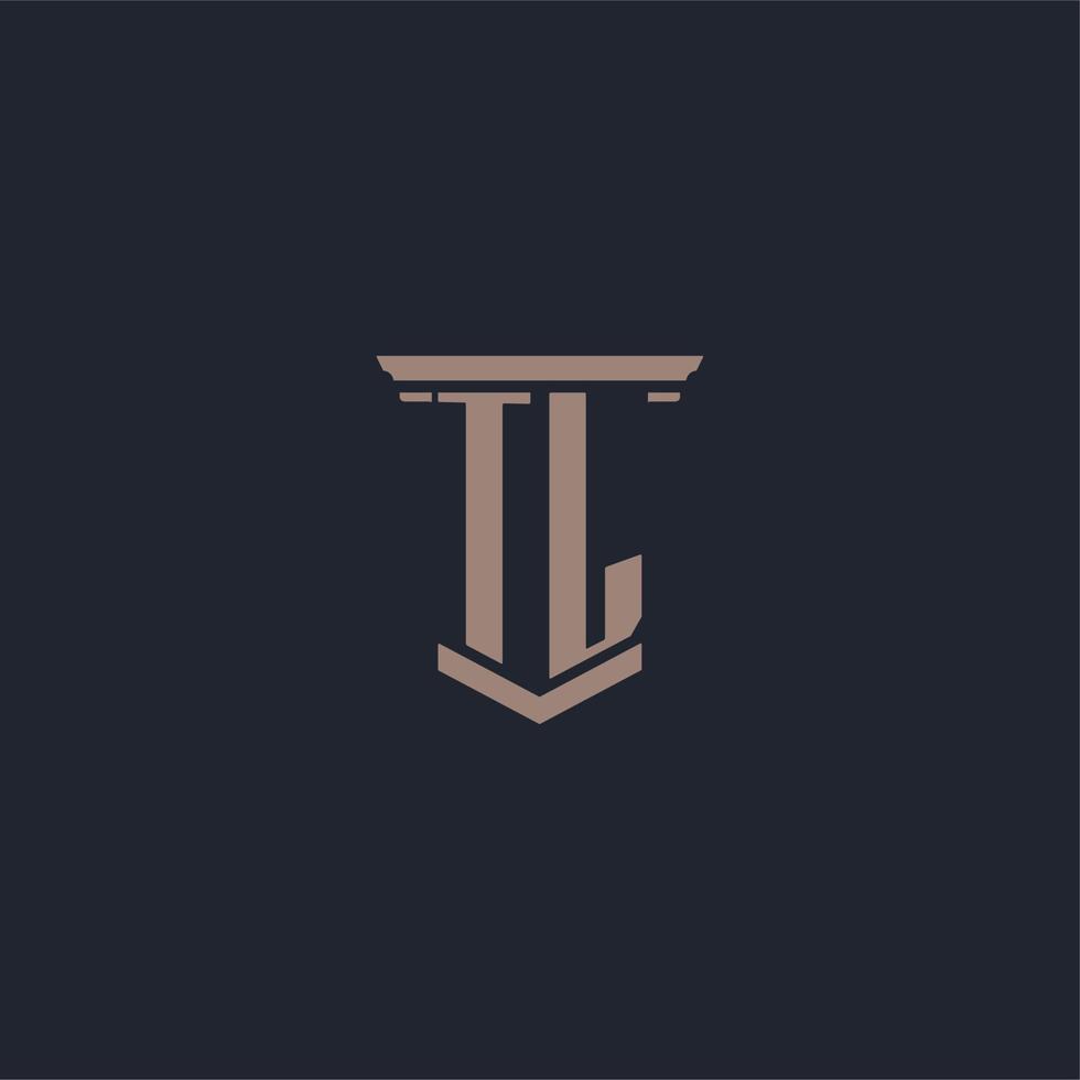 TL initial monogram logo with pillar style design vector