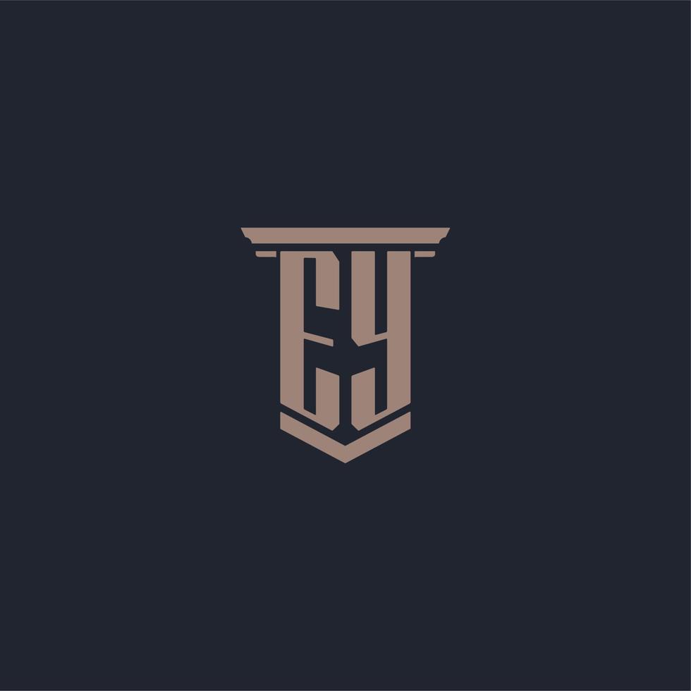 EY initial monogram logo with pillar style design vector