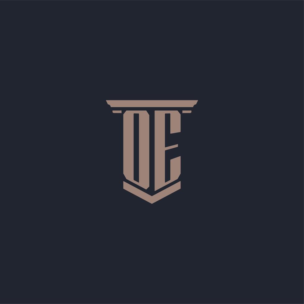 OE initial monogram logo with pillar style design vector