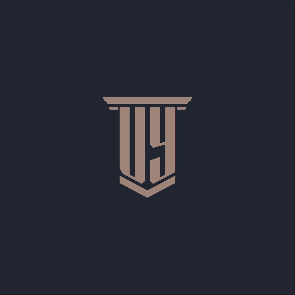 UY initial monogram logo with pillar style design vector