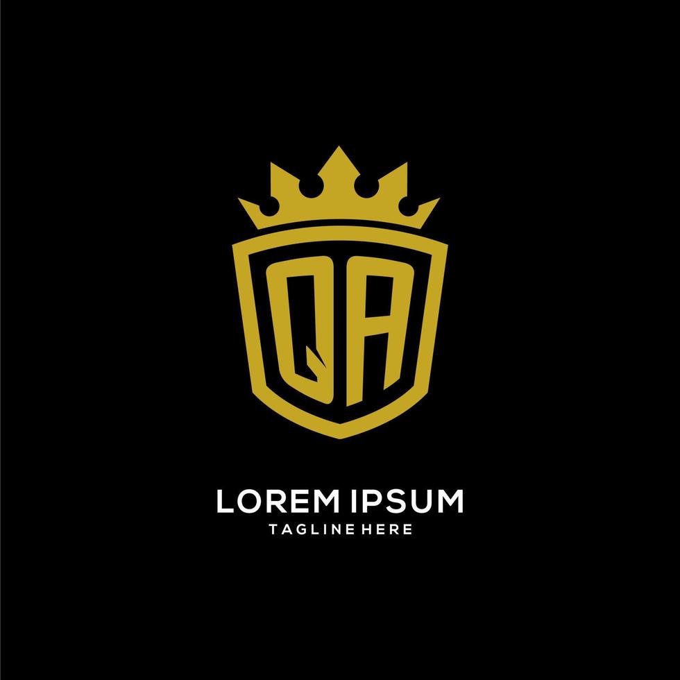 Initial QA logo shield crown style, luxury elegant monogram logo design vector